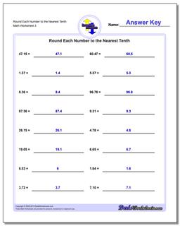 Round Each Number to the Nearest Tenth Worksheet