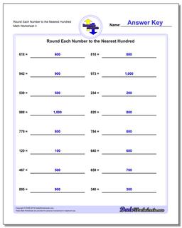 Round Each Number to the Nearest Hundred Worksheet
