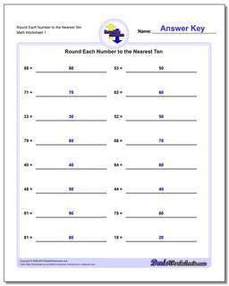 Round Each Number to the Nearest Ten Rounding Numbers Worksheet