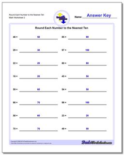 Round to the Nearest Ten Worksheet