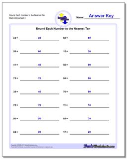Round Each Number to the Nearest Ten Worksheet