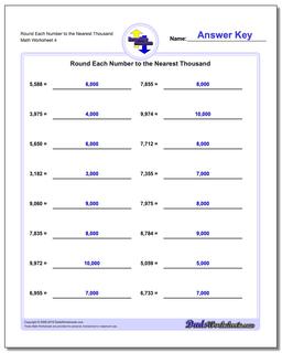 Round Each Number to the Nearest Thousand Worksheet