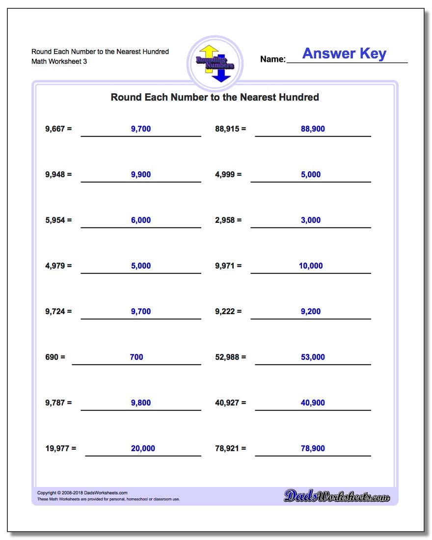 rounding worksheets with carrying