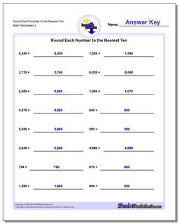 Round Each Number to the Nearest Ten /worksheets/rounding-numbers.html Worksheet