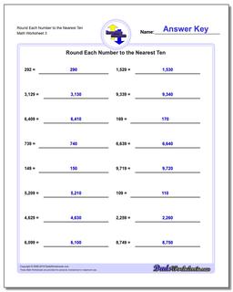 Round Each Number to the Nearest Ten Worksheet