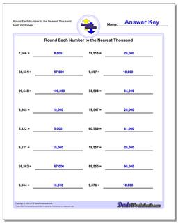 Round Each Number to the Nearest Thousand Rounding Numbers Worksheet