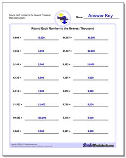 Round Each Number to the Nearest Thousand Worksheet