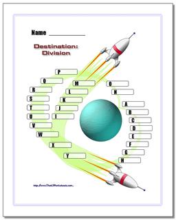 Spaceship Math Check-Off Division Page