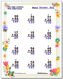 Spring Addition Worksheet