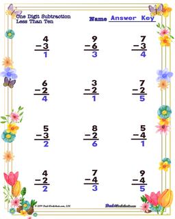 Spring Subtraction Worksheet