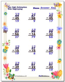 Spring Subtraction Worksheet