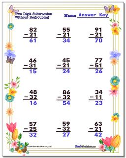 Spring Subtraction Worksheet