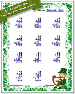 St. Patrick's Day Multiplication Worksheet