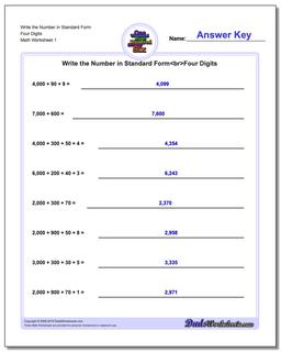 Standard, Expanded and Word Form Worksheet Write the Number in Four Digits