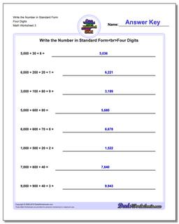 Write the Number in Standard Form Worksheet Four Digits