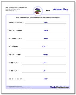 Write Expanded Form Worksheet in Standard Form Decimals with Hundredths /worksheets/standard-expanded-and-word-form.html