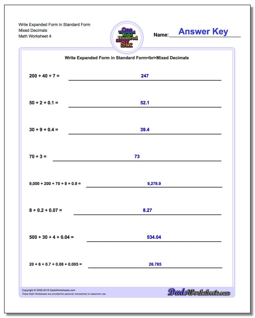 standard form 52
Write Expanded Form Numbers in Standard Form standard form 52
Write Expanded Form Numbers in Standard Form