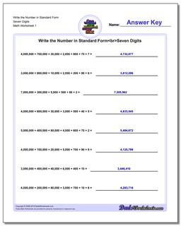 Standard, Expanded and Word Form Worksheet Write the Number in Seven Digits