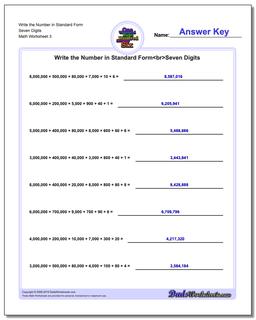 Write the Number in Standard Form Worksheet Seven Digits