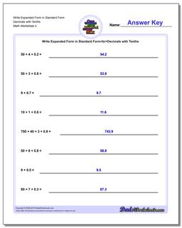 Write Expanded Form Worksheet in Standard Form Decimals with Tenths /worksheets/standard-expanded-and-word-form.html