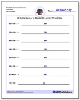 Standard, Expanded and Word Form Worksheet Write the Number in Three Digits