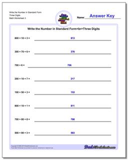 Write the Number in Standard Form Worksheet Three Digits