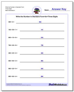 Write the Number in Standard Form Worksheet Three Digits