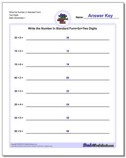 Standard, Expanded and Word Form Worksheet Write the Number in Two Digits