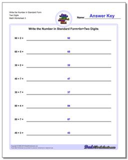Write the Number in Standard Form Worksheet Two Digits
