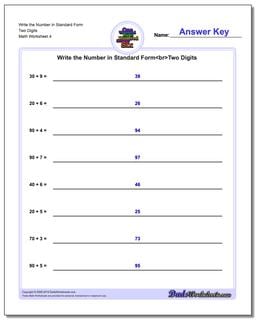 Write the Number in Standard Form Worksheet Two Digits