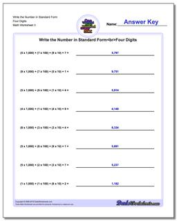 Write the Number in Standard Form Worksheet Four Digits