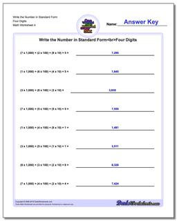 Write the Number in Standard Form Worksheet Four Digits