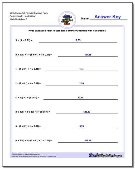 Write Expanded Place Value Form In Standard Form