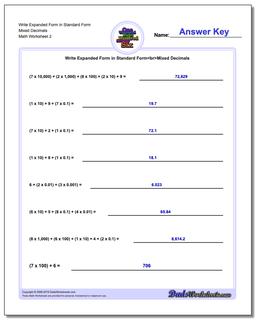 Write Expanded Form Worksheet in Standard Form Mixed Decimals /worksheets/standard-expanded-and-word-form.html