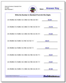 Standard, Expanded and Word Form Worksheet Write the Number in Six Digits