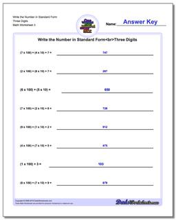 Write the Number in Standard Form Worksheet Three Digits