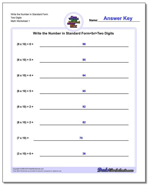 standard form 4th grade worksheet
 Standard, Expanded and Word Form