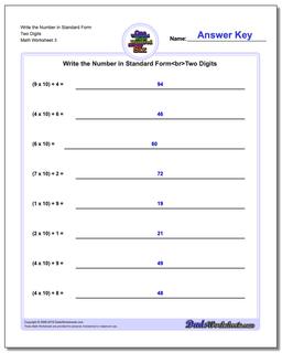 Write the Number in Standard Form Worksheet Two Digits