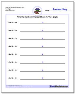 Write the Number in Standard Form Worksheet Two Digits