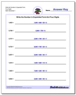 Standard, Expanded and Word Form Worksheet Write the Number in Four Digits