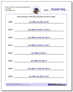 Write the Number in Place Value Expanded Form Worksheet Four Digits /worksheets/standard-expanded-and-word-form.html