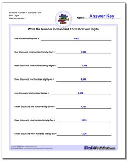 Write the Number in Standard Form Worksheet Four Digits