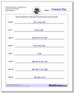 Write Expanded Form Worksheet in Standard Form Decimals with Hundredths /worksheets/standard-expanded-and-word-form.html