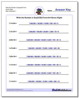 Standard, Expanded and Word Form Worksheet Write the Number in Seven Digits