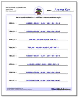 Write the Number in Expanded Form Worksheet Seven Digits