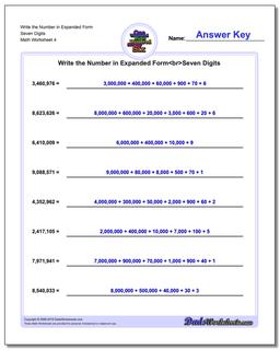Write the Number in Expanded Form Worksheet Seven Digits