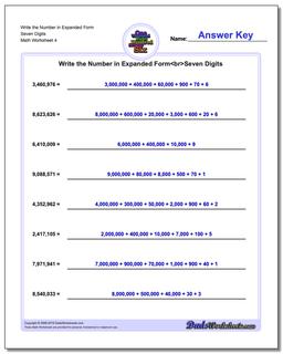 Write the Number in Expanded Form Worksheet Seven Digits