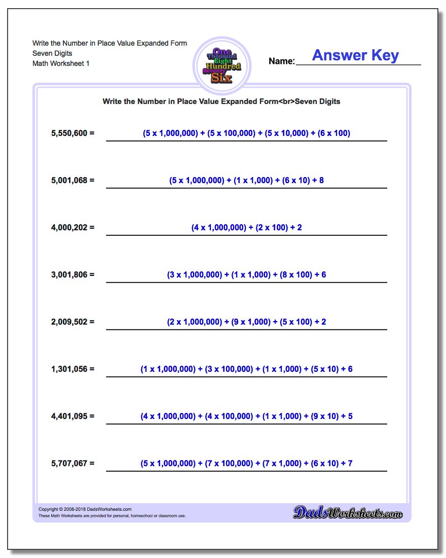 Write Numbers In Expanded Place Value Form