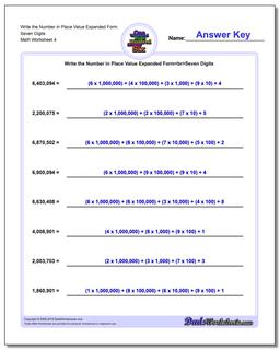 Write the Number in Place Value Expanded Form Worksheet Seven Digits