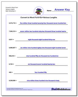 Convert to Word Form Worksheet Various Lengths